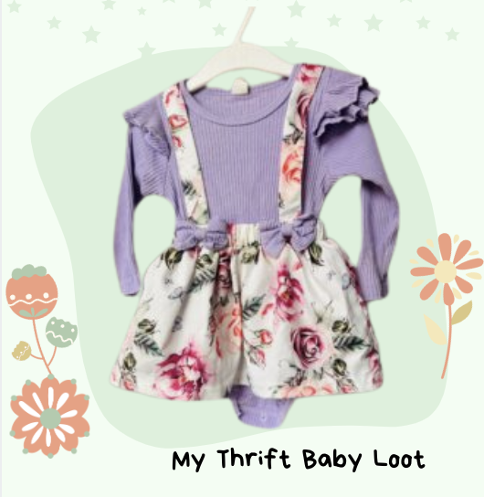 NEW Hopscotch girls purple floral onesie with headband (6-12 months)